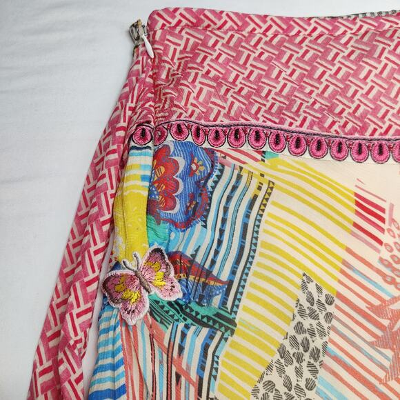 Bhanuni by Jyoti Camella Tie Front Ruffled Colorful Boho Midi Skirt 2 *Patched - Picture 12 of 16